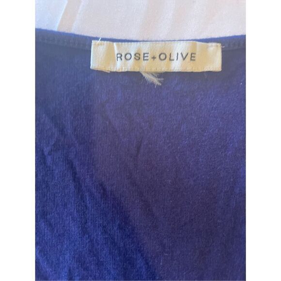 Rose+Olive Women's Scoop Neck Top Striped Button 3/4 Sleeve Shirt Blue Size XL - Picture 6 of 6